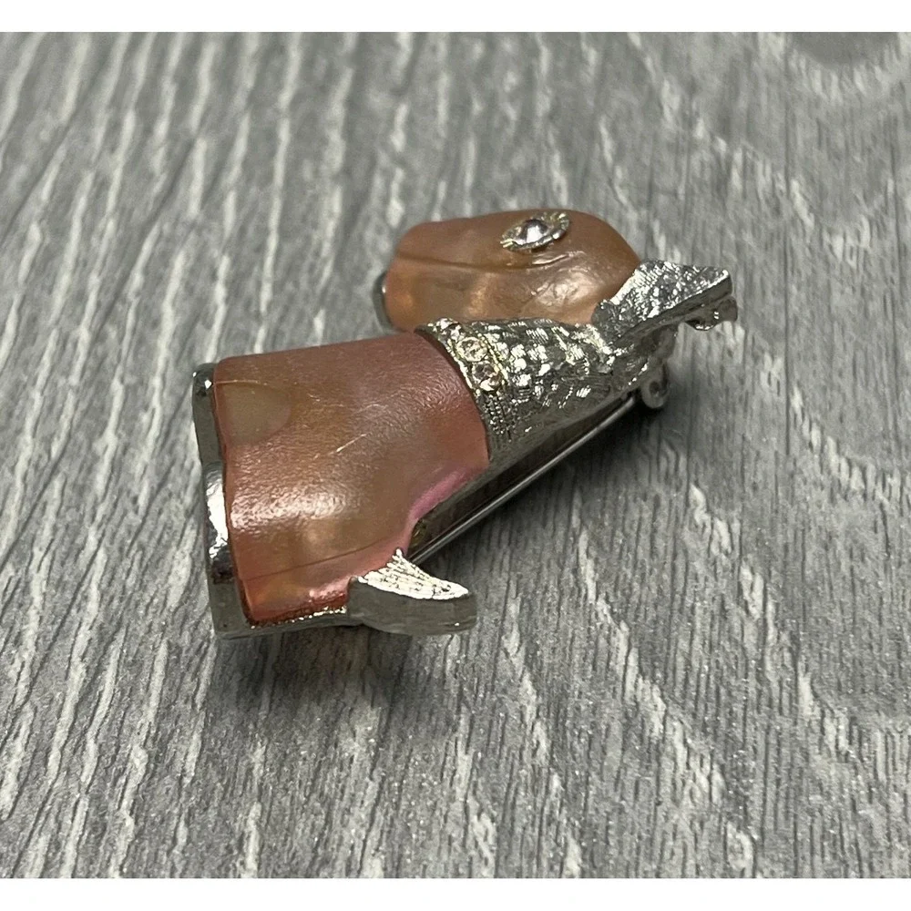 Vintage Hattie Carnegie Pink Frosted‎ Scottie Dog Pin Brooch